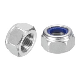 sourcing map 25Pcs M12x1.25mm Nylon Insert Hex Lock Nuts, 304 Stainless Steel Self-Locking Nylon Insert Stop Nut for Industrial Construction Fasteners, Silver&Blue