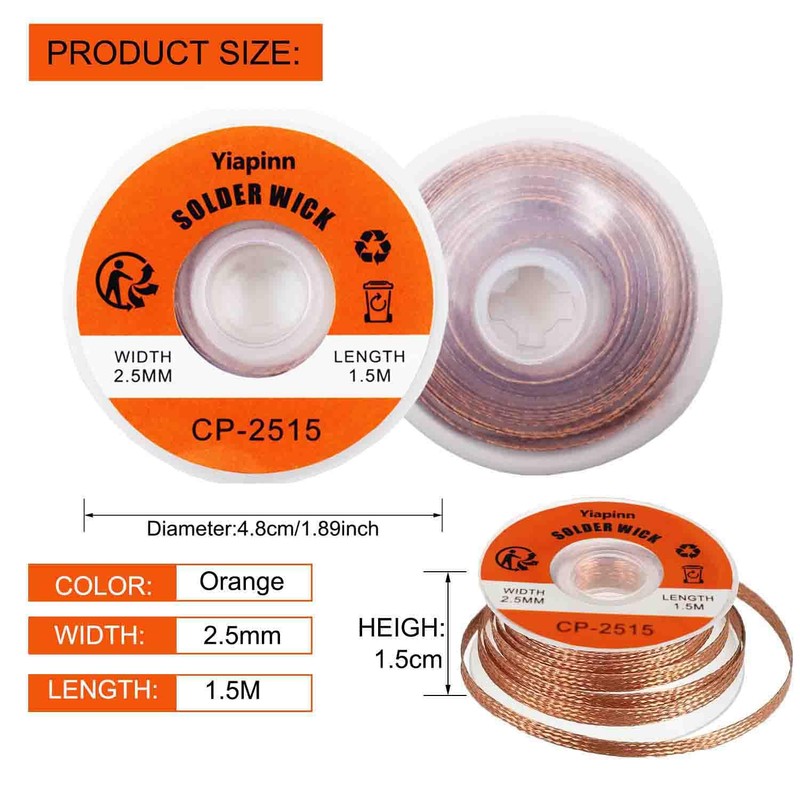 Solder Wick, Desoldering Wick with Flux No-Clean Electronic Desoldering Copper