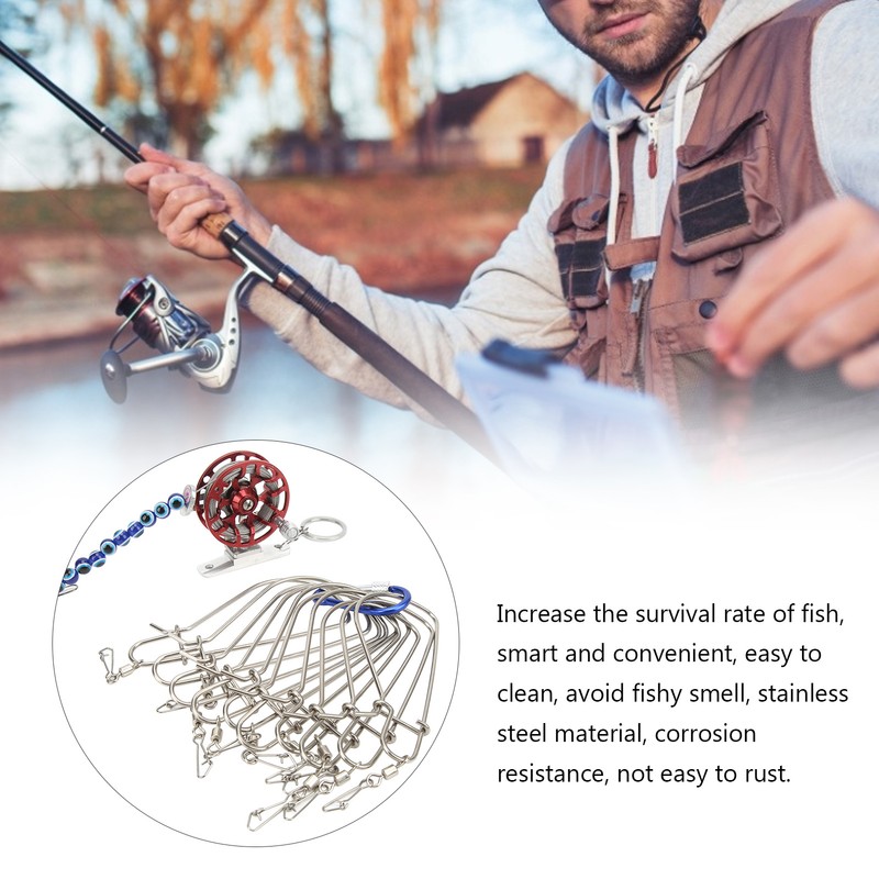 Fish Stringer Live Fish Lock with Reel Float Steel Wire
