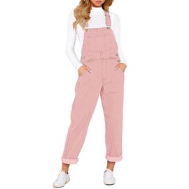 Vetinee Dungarees for Women Uk Plus Size Blue Dungarees Stretchy Dungarees for Women Uk Denim Jumpsuit for Women Loose Dungarees for Women Uk Pink Size Large Fits UK Size 16 - UK Size 18