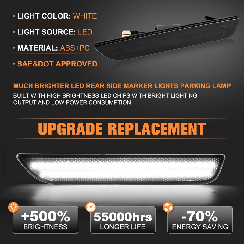 Gempro LED Rear Side Marker Lights for Ford Mustang 2010-2014