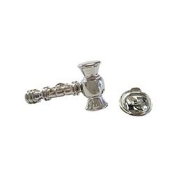 Kiola Designs Silver Toned Gavel Law Lapel Pin