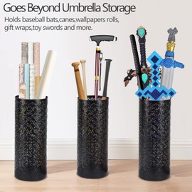 Gloserin Metal Round Umbrella Stand Rack,Free Standing Umbrella Holder Bin, Canes Walking Sticks Holder for Entryway, Home, Office (Round)