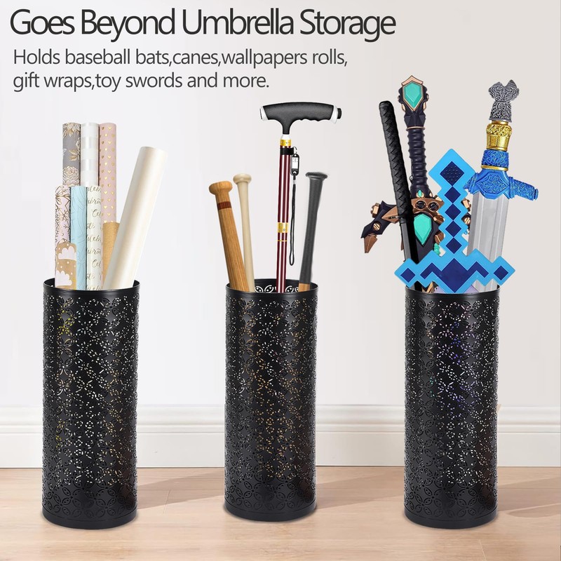 Gloserin Metal Round Umbrella Stand Rack,Free Standing Umbrella Holder Bin,