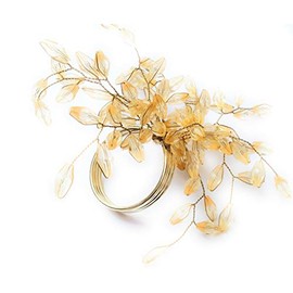 ITOS365 Napkin Rings Set of 4 for Dining Table Decoration Parties Everyday Metal Napkin Holder Leaf Gold (Pack of 4)