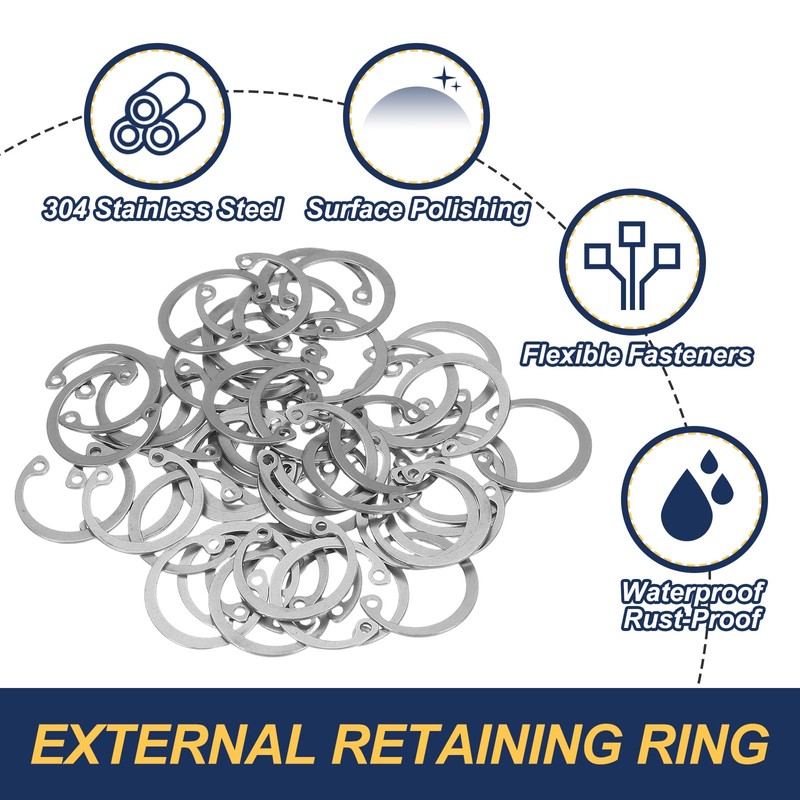 PATIKIL 50 Pcs 22mm ID Internal Retaining Rings E-Clip Snap