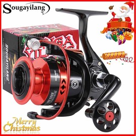 Sougayilang Spinning Fishing Reel, 1000-5000 Series with CNC Handle & 5.2:1 Gear Ratio Stainless Steel 3 Colors Fishing Reel for Freshwater, Fishing Tackle for Beginner - Color: 1 Count Red, Specification: 4000