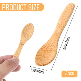 4 Pcs Bamboo Spoons, Small Wooden Spoons Tiny wood Teaspoon for Serving Kitchen, Handmade Tiny Wooden Spoon for Jars Sugar Coffee Creamer Honey Spices Salt
