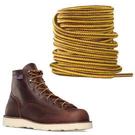 NDTEZUGT 4.5mm Boot Laces for Danner Boots, 3/16" Outdoor Heavy Duty Work Hiking Shoelaces Replacement Shoe Strings (Yellow-Brown, 45" 115cm)