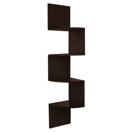 Kiera Grace Kieragrace Retro Shelves Floating Corner Wall Shelf, 12 x 57 inches, Dark Brown