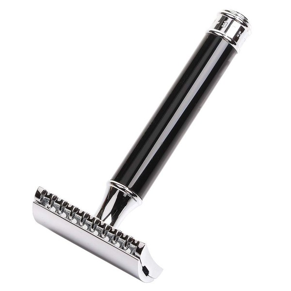 Muhle Open Comb Double Edge Safety Razor, R101, Chrome Plated Metal, Black Resin