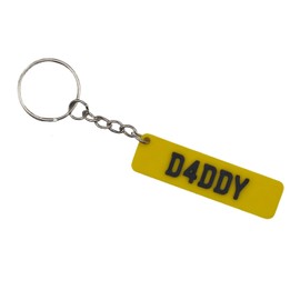 MadeBy3D Daddy Number Plate Keyring, Best Dad Car Registration Plate Keyring, Fathers Day Gift (Daddy Yellow)