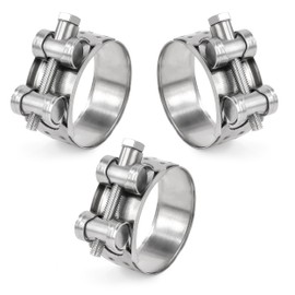 Yesaler Stainless Steel Motorcycle Exhaust Joint Bolt Clamp 44-47 mm Clamps Wide Range Clamps for Use on Exhaust Hose Water Pipe Pack of 3