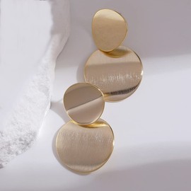 Matte Gold Dangle Earrings for Women Big Drop Earrings Long Geometric Statement Earrings for Women, Copper, No Gemstone