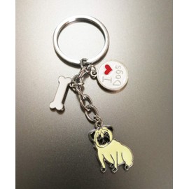 bbeart® Dog Keyring Keyring Small Dog Metal with Keyring Key Tags Car Keyring Pocket Charm Pug -A