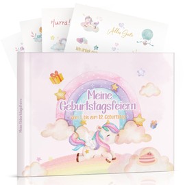 Birthday Book Memory Album with Stickers | My Children's Birthdays from 1 to 12 Photo Book Album | Memory Book to Fill in for Girls | Gift for Girls, Rainbow