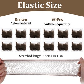 LXUEJIE 60PCS Hair Nets for Buns, Invisible Elastic Edge Mesh Brown Bun Hair Nets, Hairnets for Dance Buns 20 inch Hair Net for Women Girls Ballet Bun, Sleeping, Wig