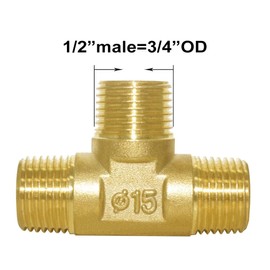 Joywayus 1/2 Inch NPT Brass Pipe Fitting Barstock Tee 3 Way 1/2" NPT Male x 1/2" NPT Male x 1/2" NPT Female Hose Fitting
