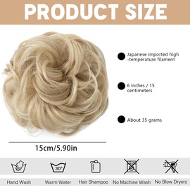 Scrunchies für Glattes Haar für Frauen,Elastisches Haarteil mit Gummiband,Dutt Haarteil Haargummi Mit Haaren,Donut Zubehör Scrunchies,Synthetisches gefälschtes Haar Brötchen (Bleichblond)