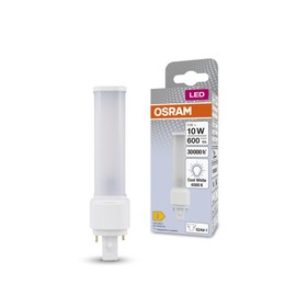 OSRAM Dulux LED D10 EM, G24D-1, 5W, 600lm, 4000K, cool white light colour, targeted lighting thanks to rotating end cap, LED replacement for classic compact fluorescent lamps with G24D-1 socket