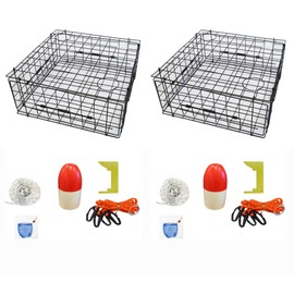 2-Pack of KUFA 28" Vinyl Coated Crab Trap & Accessory kit (100' Non-Lead Sinking line,Caliper,Harness,Bait Bag & 14" Float) (S70+CAS3) x2