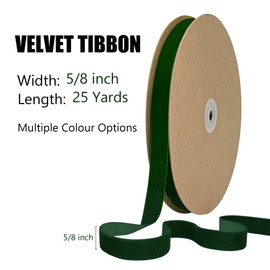 BVIEAKD Dark Green Velvet Ribbon 5/8 inch velvet ribbon for gift wrapping weddings hair bow ribbons headbands bouquets-25 yards