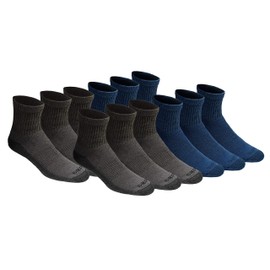 Dickies Men's Dri-Tech Moisture Control Quarter Socks Multi-Pack, Mixed Denim (12 Pairs), Shoe Size: 5-9