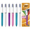 BIC 4 Colours Shine Retractable Multi-Coloured Ballpoint Pens, Medium Point