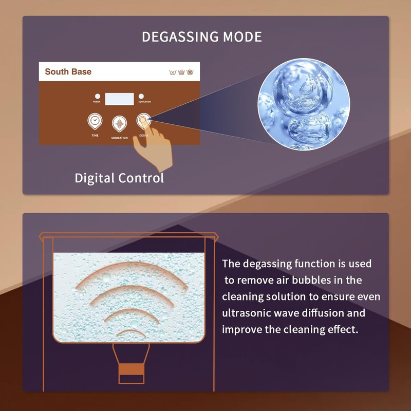 SOUTH BASE Ultrasonic Cleaner,900ML 35W Stainless Steel Ultrasonic Jewelry Cleaner