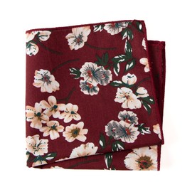 Spring Notion Cotton Floral Handkerchief Hanky Pocket Squares for Men and Boys 37-Burgundy 9.5 inch - Men