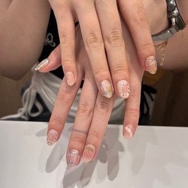 Vintage Petal Handmade Nail Tips - Coffin Egg / 빈티지 페탈 수제네일팁 - 코핀에그