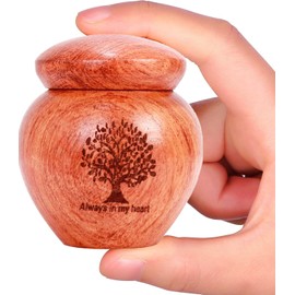 Aprllolg Small Wood Keepsake Urn for Human Ashes,Mini Urns for Ashes Made of Wood with Tree of Life Pattern Engraved,Memorial Cremation Urn for Human Pet Ashes (Brown, 2.56in, Tree of Life-2 Packs)