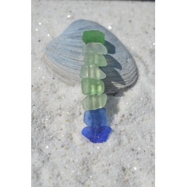 Genuine Shades of Blue and Sea Foam Sea Glass French Barrette Hair Clip - 60 MM