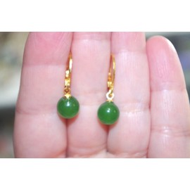 Gentleman Pirate Style Single Hoop Earring 8MM Round Green jadeite Jade Hoop Earring/Unisex