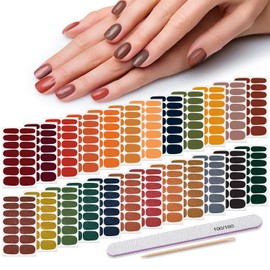 Solid Color Nail Polish Strips, DANNEASY 24 Sheets Glitter Nail Wraps for Women Gel Nail Strips Stick on Nail Polish Stickers Self Adhesive Manicure Sticker for Nail Art with Nail File, Cuticle Stick