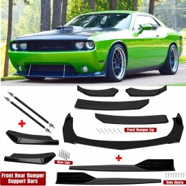 Unbranded For Dodge Challenger Front Rear Bumper Lip Spoiler Splitter Body Kit Side Skirt