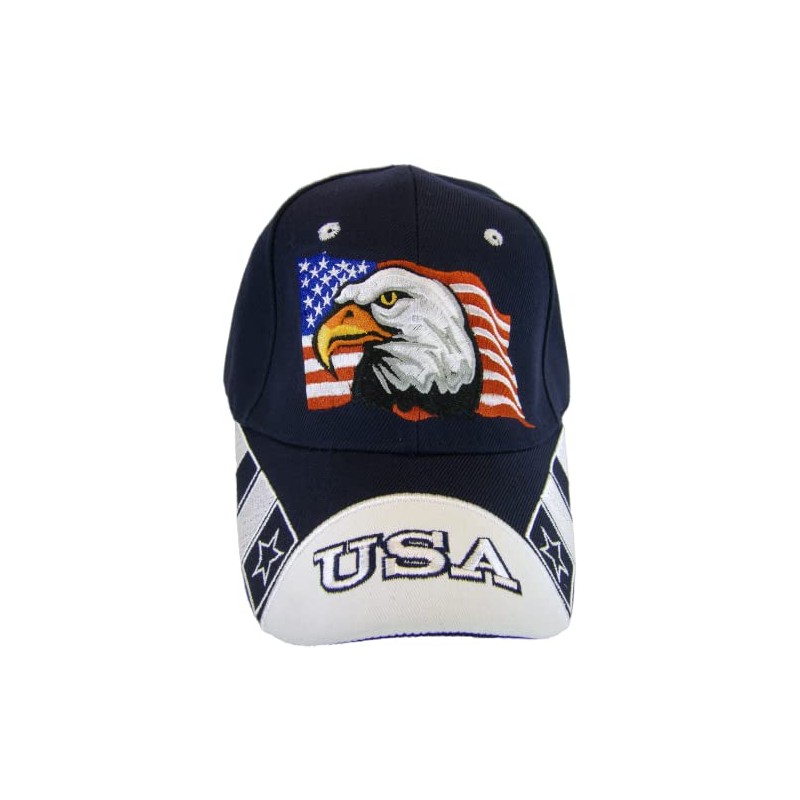 USA Front Men's Patriotic Eagle Adjustable Baseball Cap (Navy Blue)