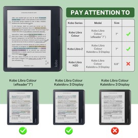 Case Compatible with Kobo Libra Colour(2024) and Kobo Libra 2(2021) e-Reader, Includes a Screen Protector - Premium PU Leather Cover with Auto Sleep/Wake