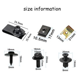 Car Screws and Nut Clip Kit, 64 Pcs Car Body Undertray Fender Screws,Car Clips Plastic Rivet Fasteners,Screws Car Wheel Undertray Fender,Car Plastic Mounting Set