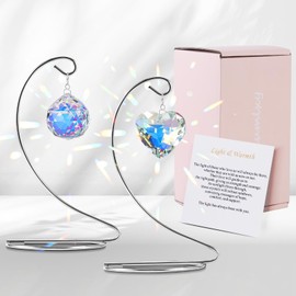 2 Pack Sympathy Gifts for Loss of Loved One,Memorial Crystal Ball&Heart Suncatcher,Suncatchers Indoor Window,Grief,Funeral,Condolence,Sorry for Your Loss Gift(Iridescence Set)