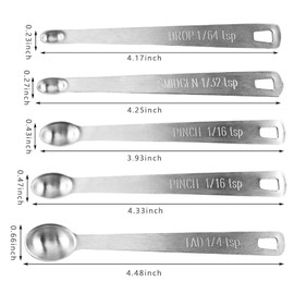 10Pcs Small Measuring Spoons Stainless Steel Mini Measuring Spoons Tad 1/4 tsp, Dash 1/8 tsp, Pinch 1/16 tsp, Smidgen 1/32 tsp, Drop 1/64 tsp for Kitchen (2 Measuring Spoons Sets,5 pieces/sets)