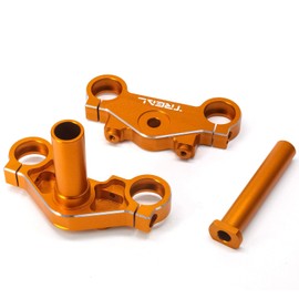 TREAL Losi Promoto MX Triple Clamp Set, CNC Machined Aluminum 7075 Upgrades for Losi 1/4 FXR Motorcycle(Orange)
