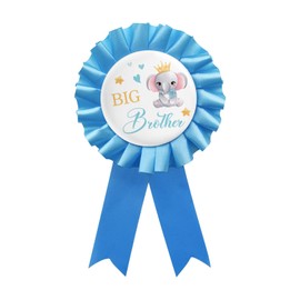 Blue Big Brother Tinplate Badge Pin Baby Shower Button Pin It's a Boy Award Ribbon Elephant Pattern Party Decorations Sign