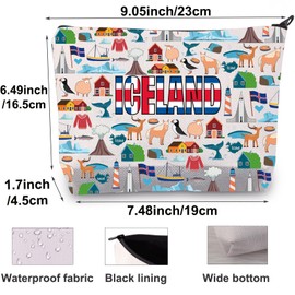 BWWKTOP Iceland Cosmetic Makeup Bag Iceland Trip Inspired Gifts Iceland Vacation Zipper Travel Bags Iceland Souvenir Merch, Iceland, Bag