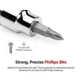 TEKTON 3/8 Inch Drive Phillips/Slotted Bit Socket Set with Rail, 8-Piece (#1-#4, 3/16-3/8 in.) | SHB91109