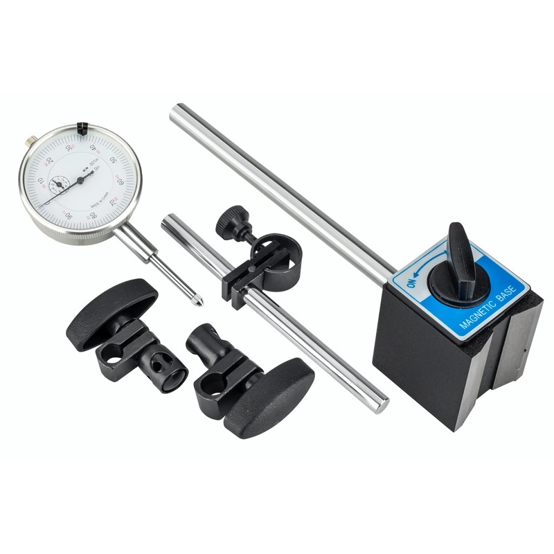 Powerbuilt Precision Dial Indicator with Magnetic Base, Machine Component Alignment,