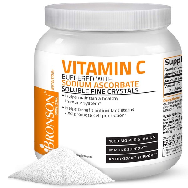 Buffered Vitamin C Powder Ascorbic Acid Buffered with Sodium Ascorbate Soluble Fine Crystals – Promotes Healthy Immune System and Cell Protection – Powerful Antioxidant - 1 Kilogram (2.2 Lbs)