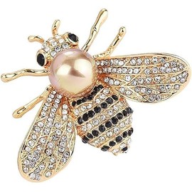 2025 Upgraded Gold Bee Big, Faux Pearl Rhinestone Brooch Pin Scarf Clothes Decor Jewelry Creative and Processed Brooches and Pins