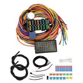 14 Circuit Universal Wiring Harness Fit for Street Muscle Car Hot Rod XL Wires, 12V Fuse Wiring Harness Kit Compatible with Chevy Ford Chrysler Mopar Muscle Car