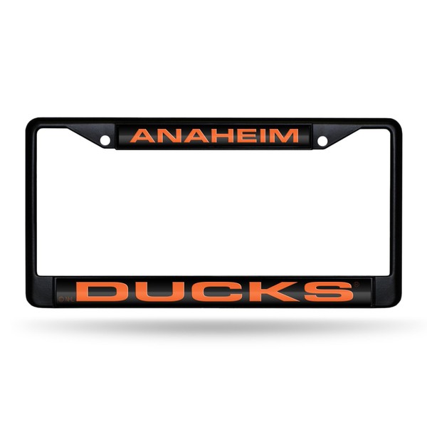 NHL Rico Industries Anaheim Ducks Black Black Laser Cut Chrome Frame 12" x 6" 12" x 6" Black Laser Cut Chrome Frame - Car/Truck/SUV Automobile Accessory